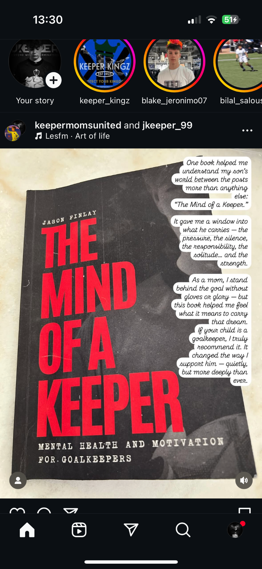 Keeper mom Instagram story about the book