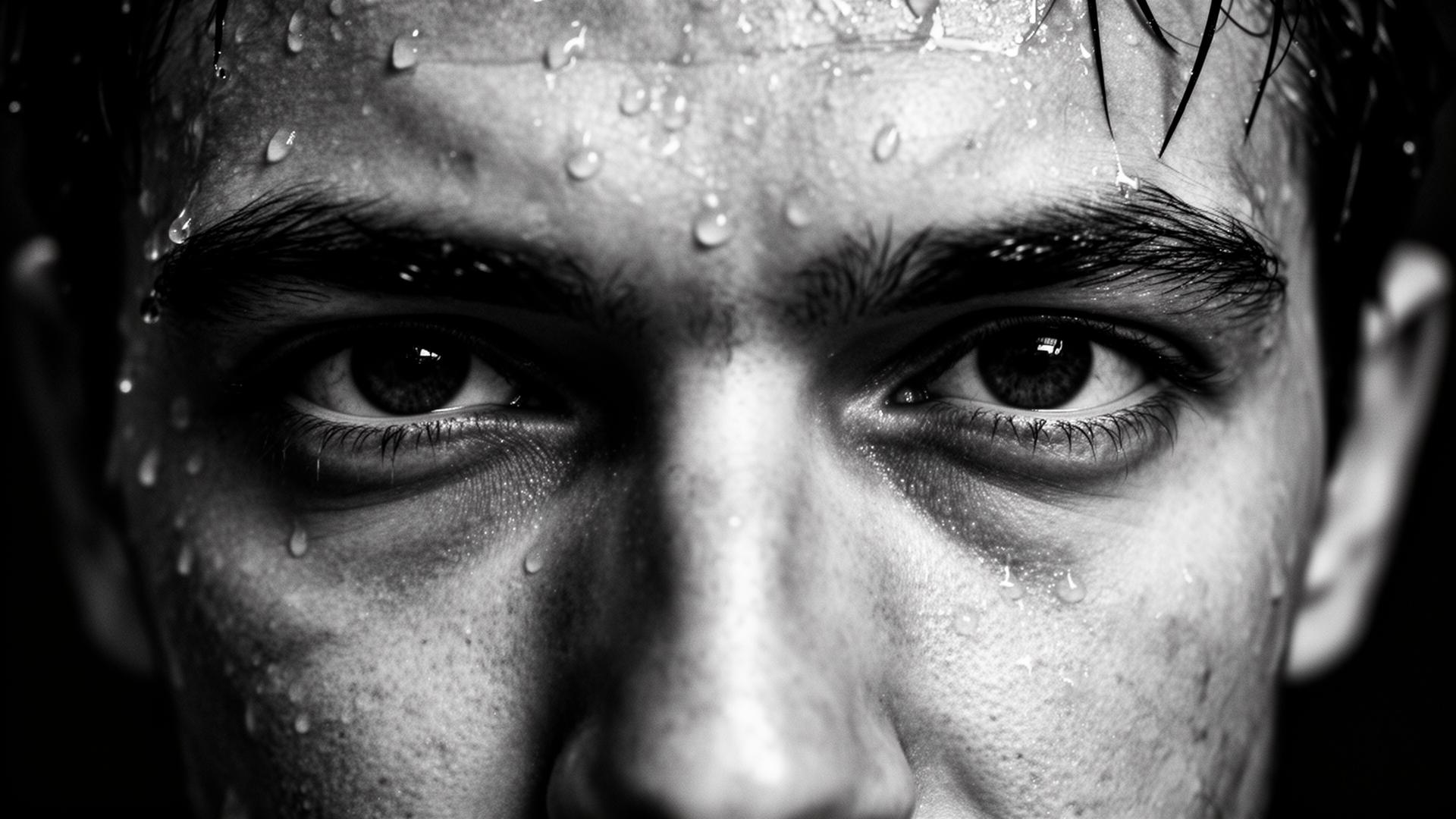 Close-up of a goalkeeper's intense stare