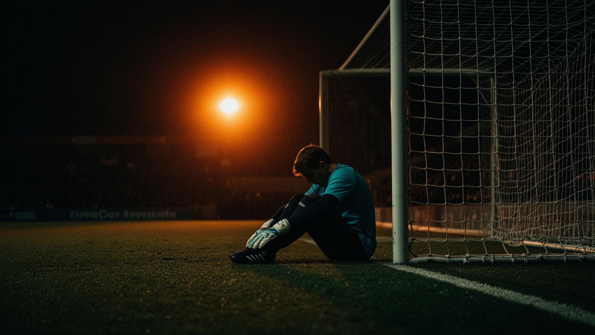 Goalkeeper alone at night